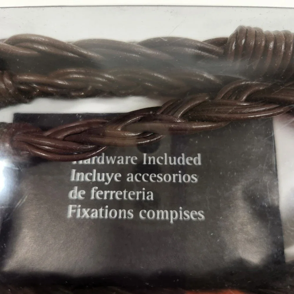Woolrich Braided Leather Curtain Tie Backs Dark Brown Set of 2 Western Rustic